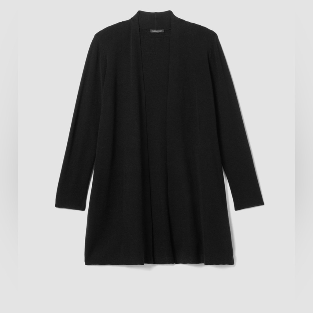 Eileen Fisher Fine Merino Cardigan In Regenerative Wool Size Small